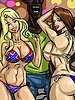 Kneading her breast and nipple - Flag Girls by Illustrated interracial